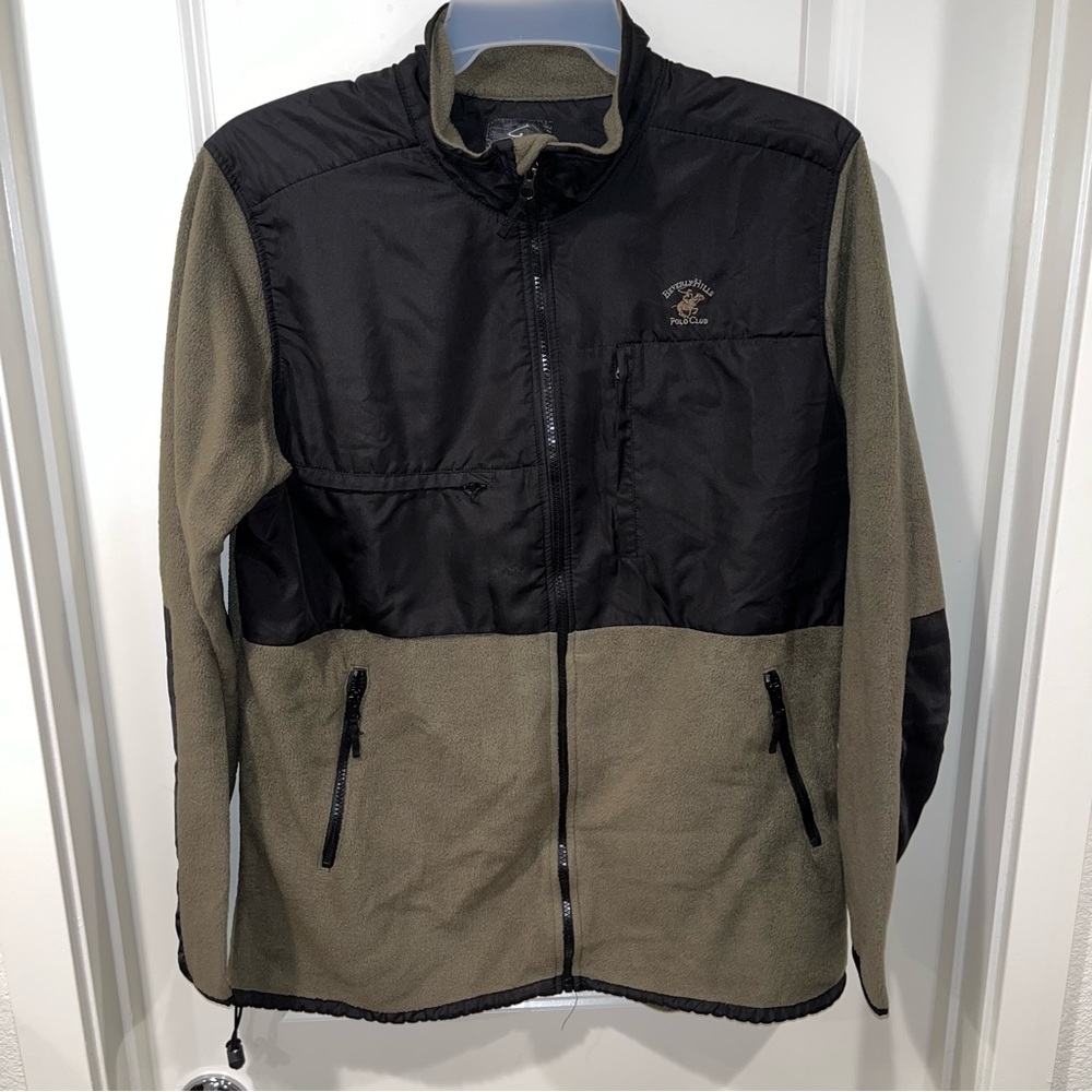 Beverly Hills Polo Club Full Zip Fleece Jacket Black/olive men Size XL Zippers